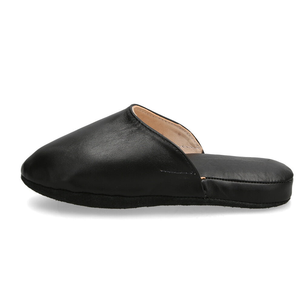 Pantufla Cuero Badana Negro Narruks