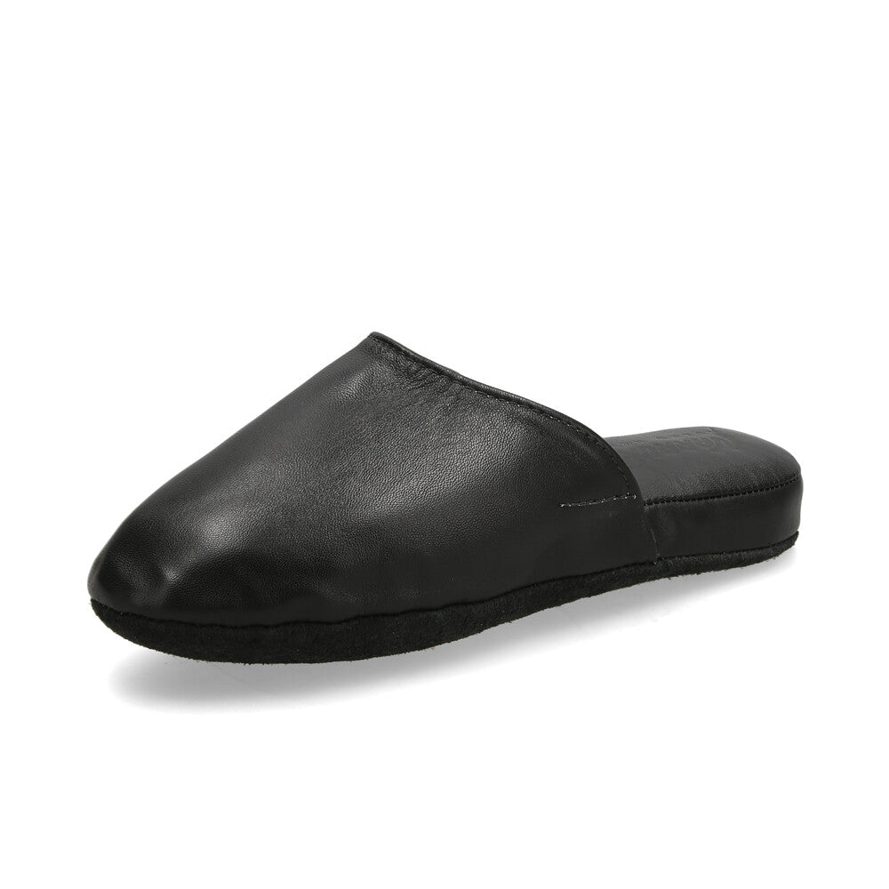 Pantufla Cuero Badana Negro Narruks