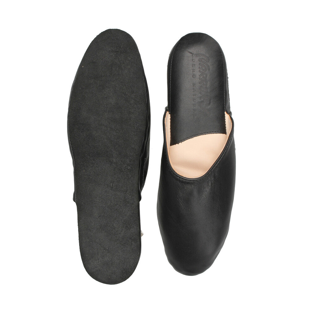 Pantufla Cuero Badana Negro Narruks