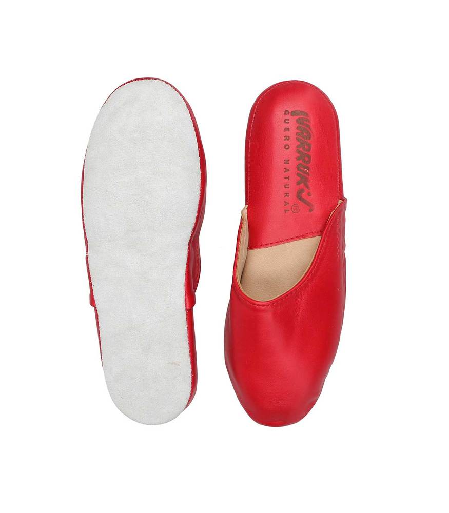 Pantufla Cuero Badana Roja Narruks