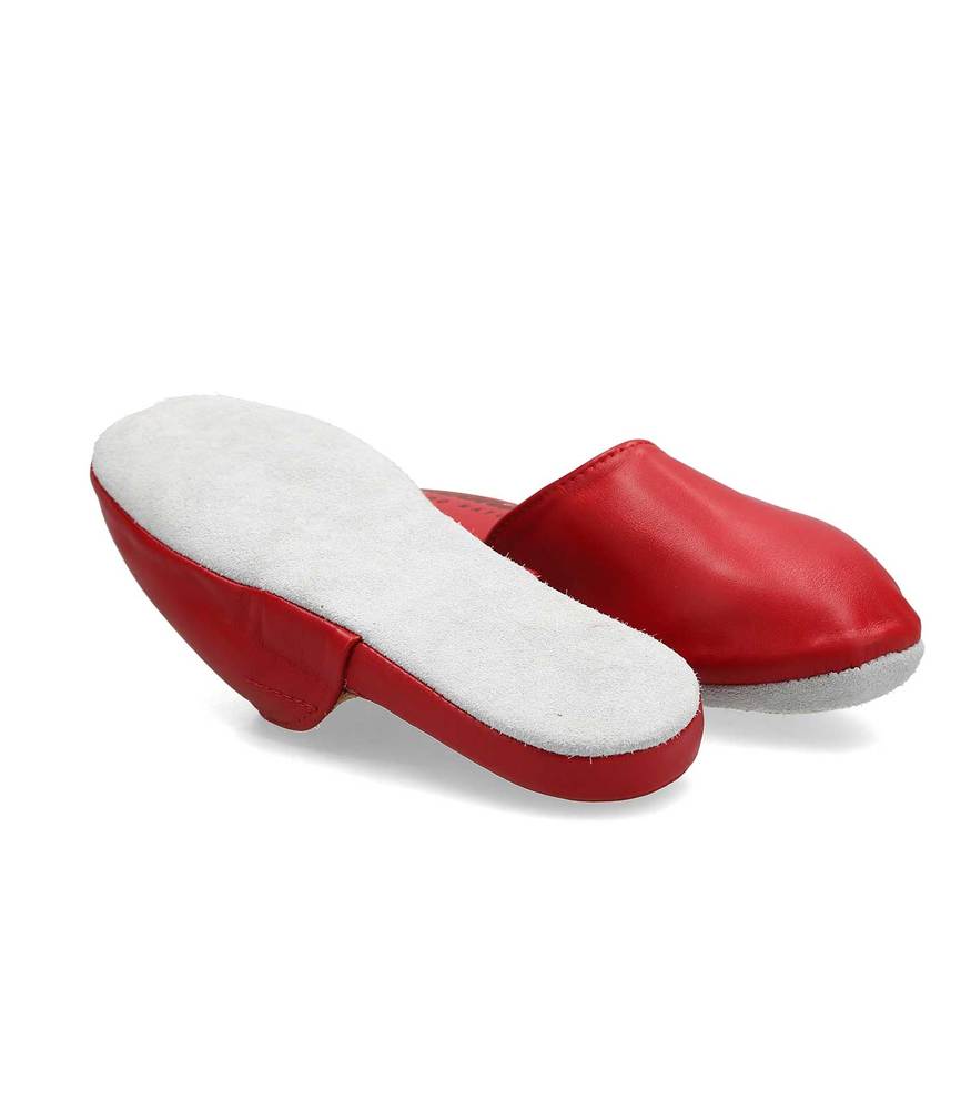 Pantufla Cuero Badana Roja Narruks