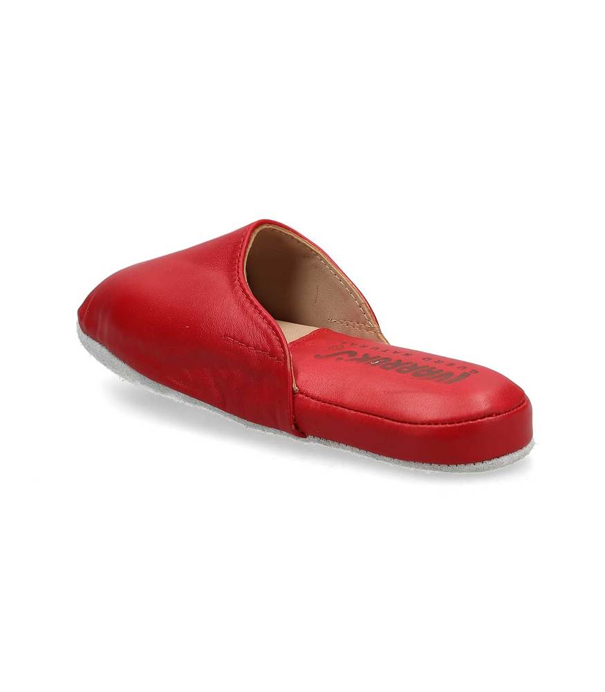 Pantufla Cuero Badana Roja Narruks