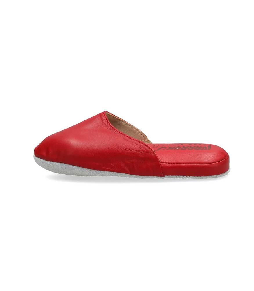 Pantufla Cuero Badana Roja Narruks