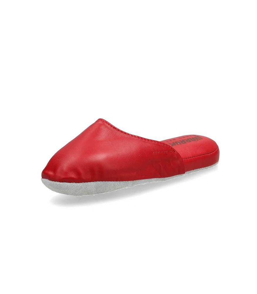 Pantufla Cuero Badana Roja Narruks