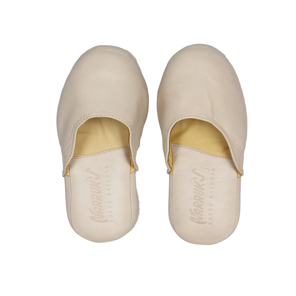 Pantufla Sofía Cuero Crema
