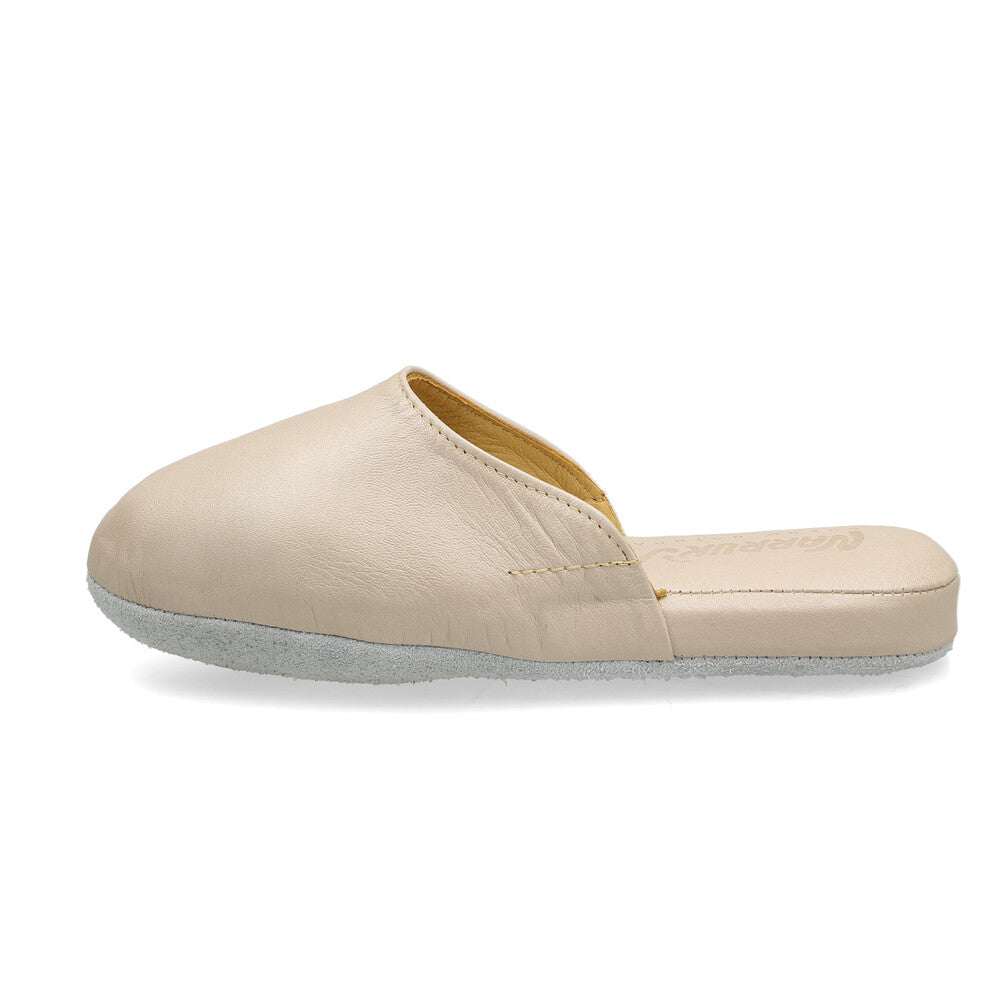 Pantufla Sofía Cuero Crema