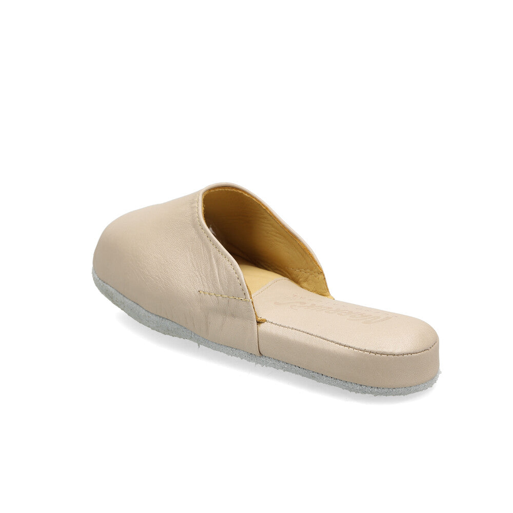 Pantufla Sofía Cuero Crema