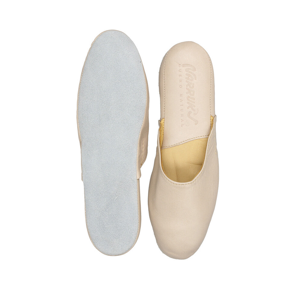 Pantufla Sofía Cuero Crema
